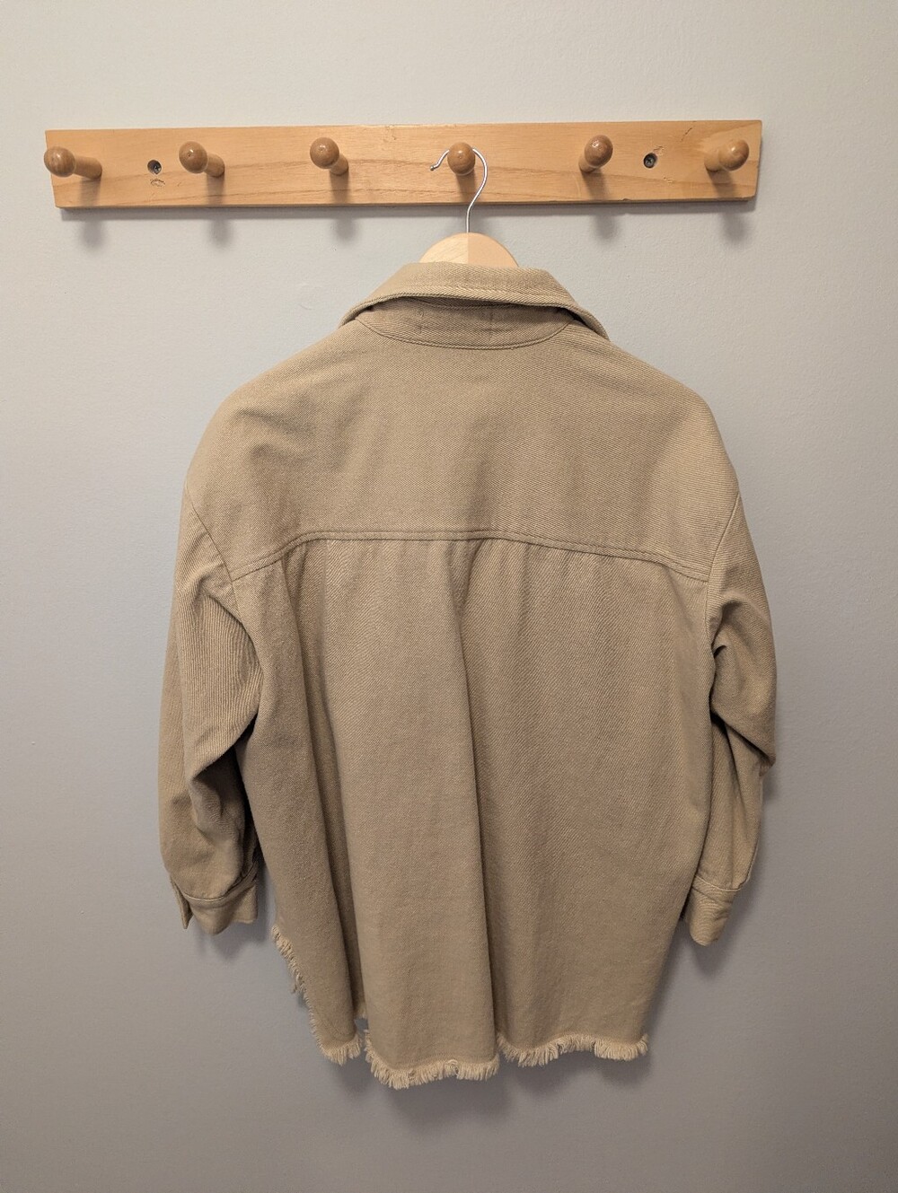 Beige Button-Up Oversized Jacket (Shacket) - Picture 3 of 3